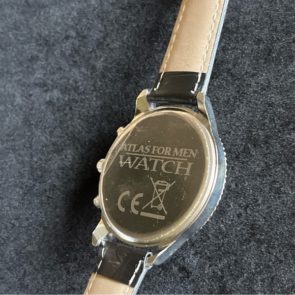 Atlas For Men Watch - Black Faux Leather Strap- No Box - Picture 10 of 10